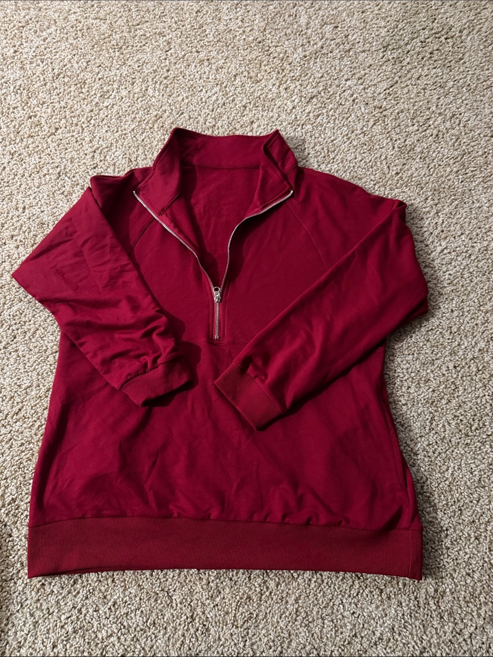 Men's Half-Zip Sweatshirt - Deep Red